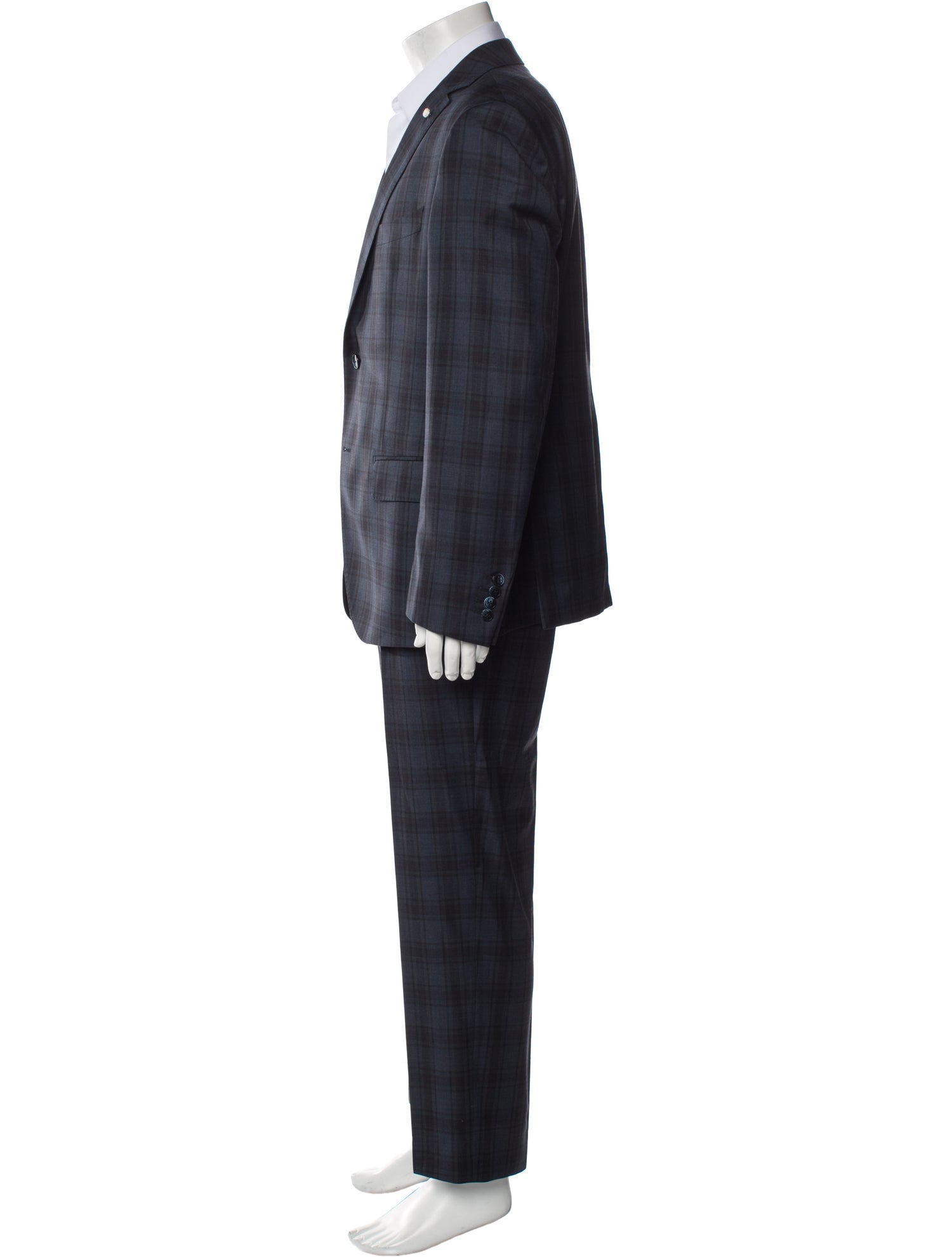 Luigi Bianchi Mantova Wool Plaid Print Two-Piece Blazer