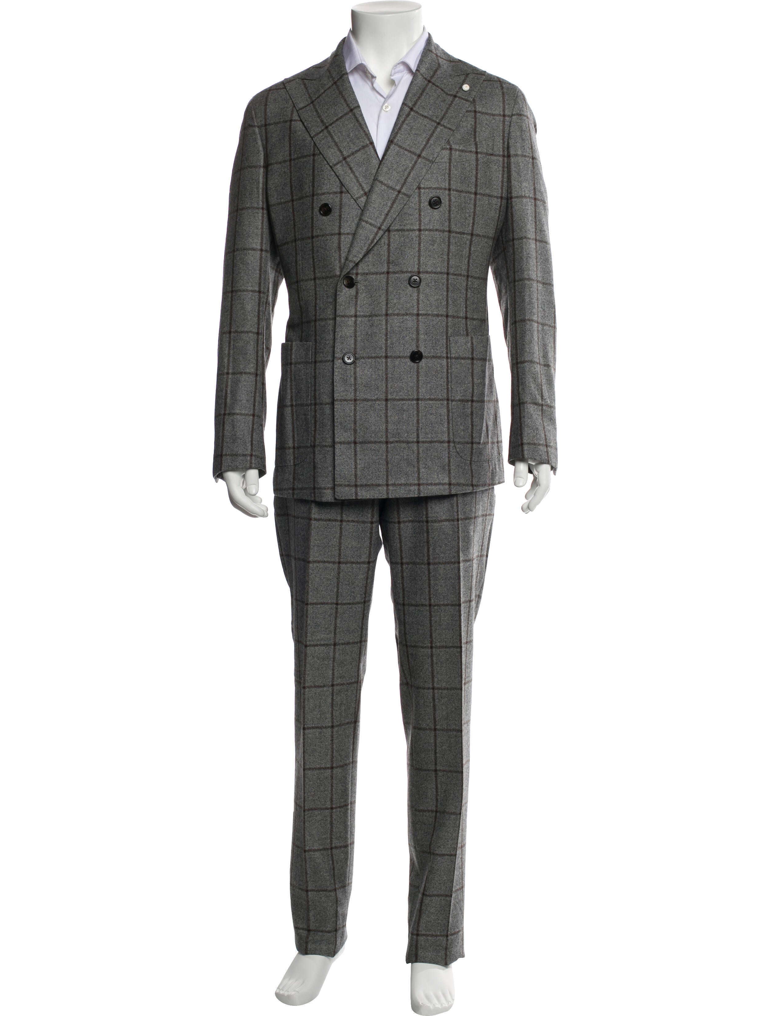 Luigi Bianchi Mantova Wool Plaid Print Two-Piece Suit