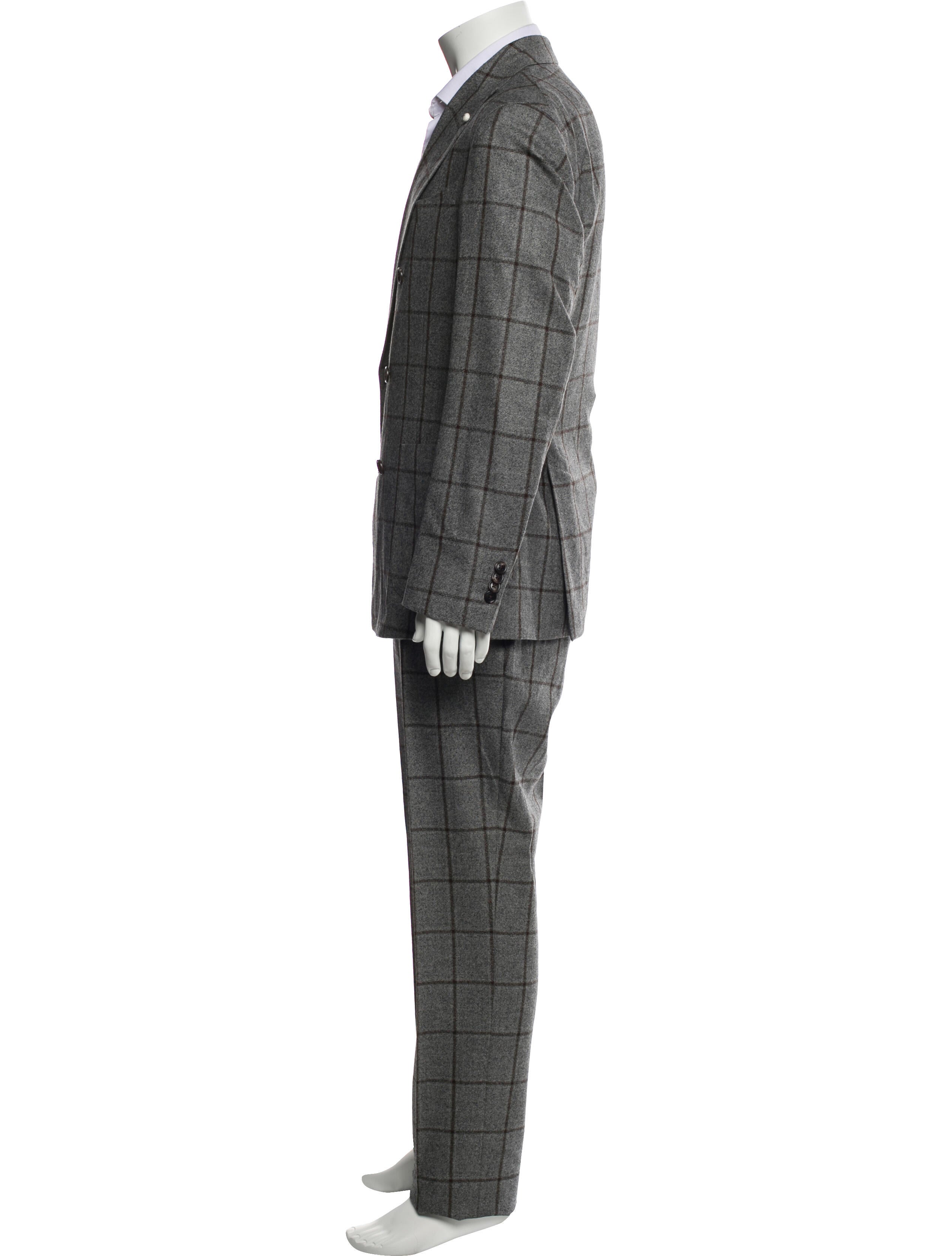 Luigi Bianchi Mantova Wool Plaid Print Two-Piece Suit