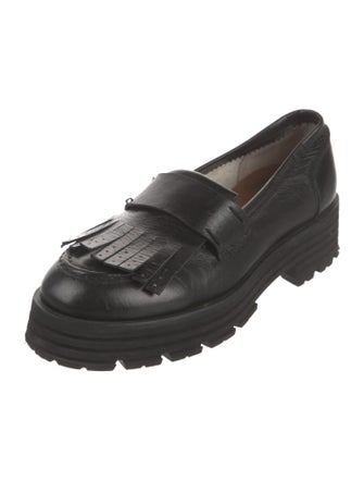 Lukure Leather Fringe Trim Accent Loafers