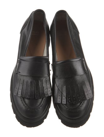 Lukure Leather Fringe Trim Accent Loafers