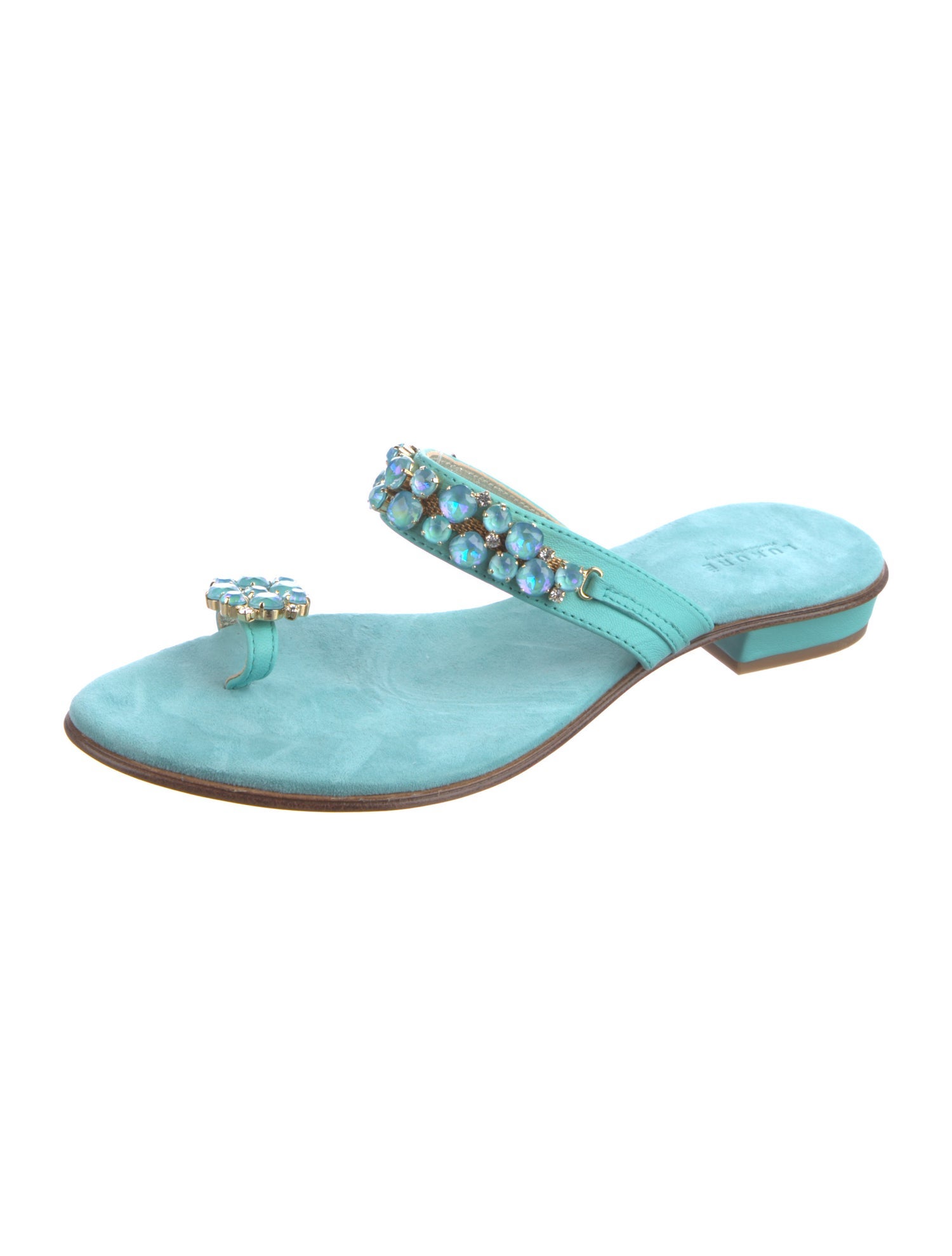 Lukure Suede Crystal Embellishments Slides
