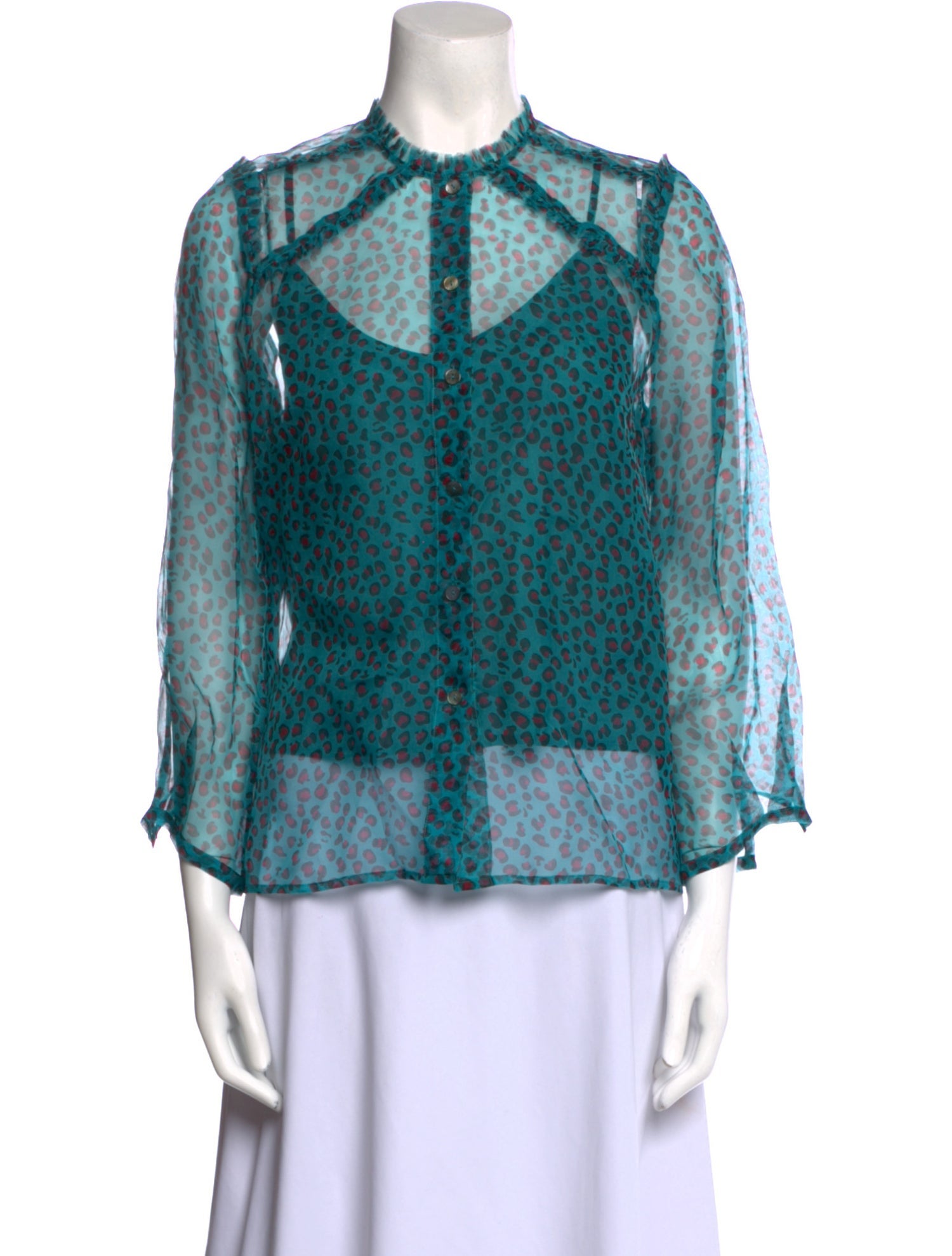 LOVE Binetti Printed Mock Neck Blouse