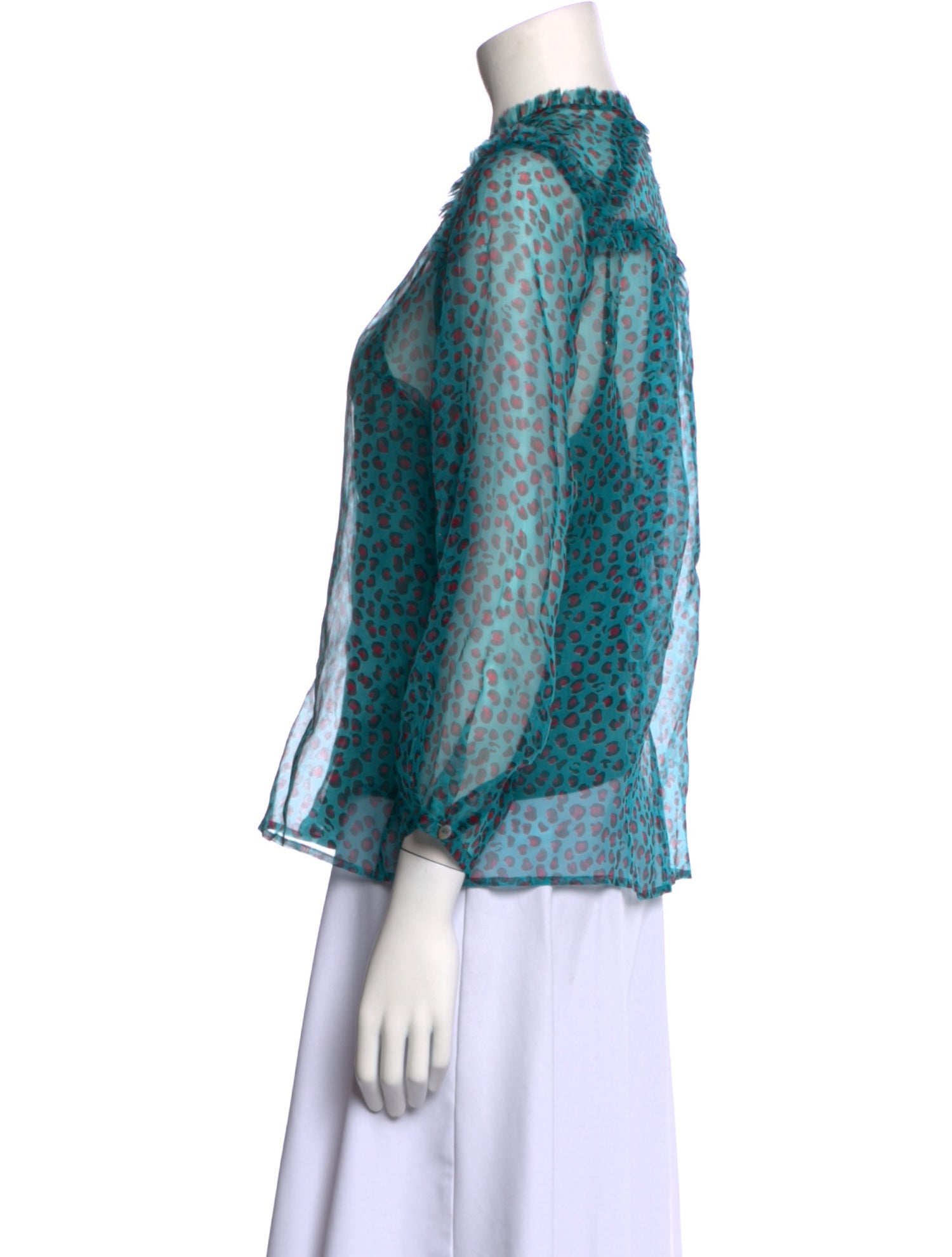 LOVE Binetti Printed Mock Neck Blouse