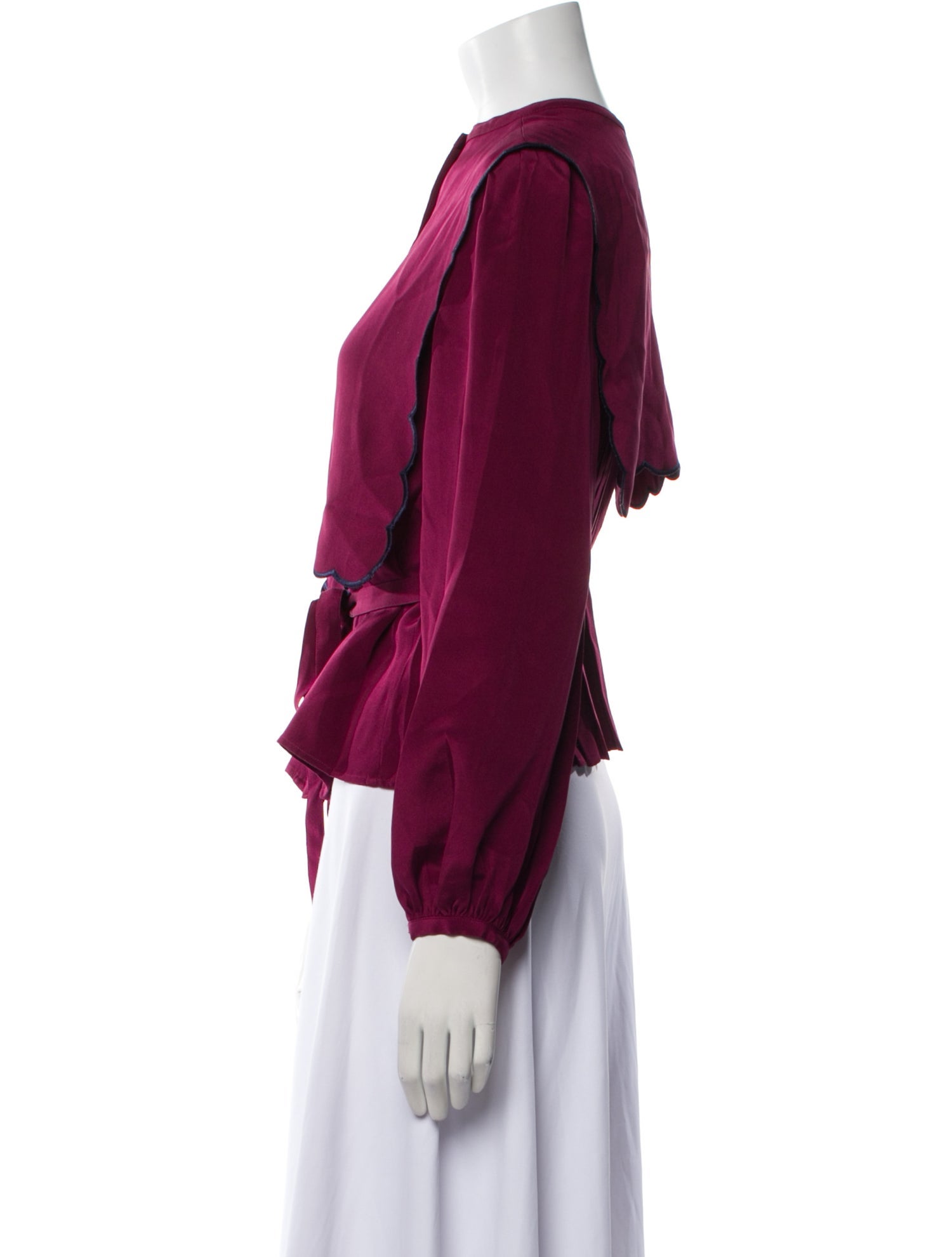 LOVE Binetti Silk Mock Neck Button-Up Top w/ Tags