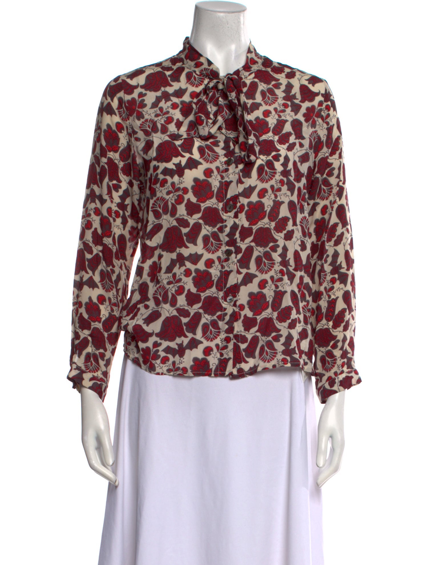 LOVE Binetti Silk Floral Print Blouse