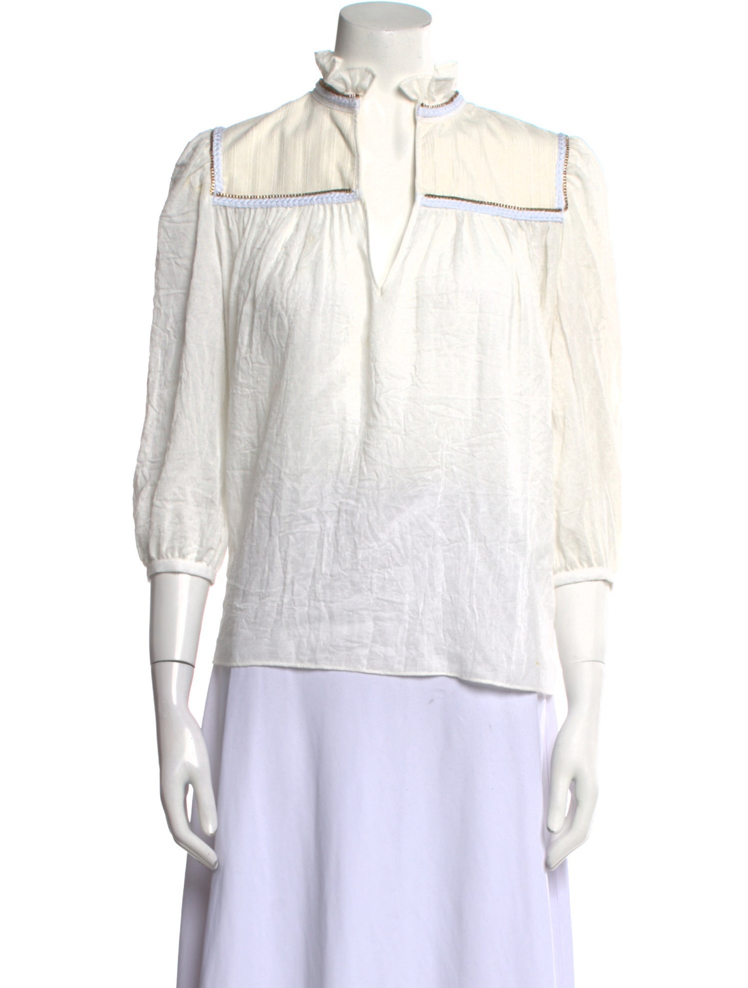 LOVE Binetti Mock Neck Three-Quarter Sleeve Blouse