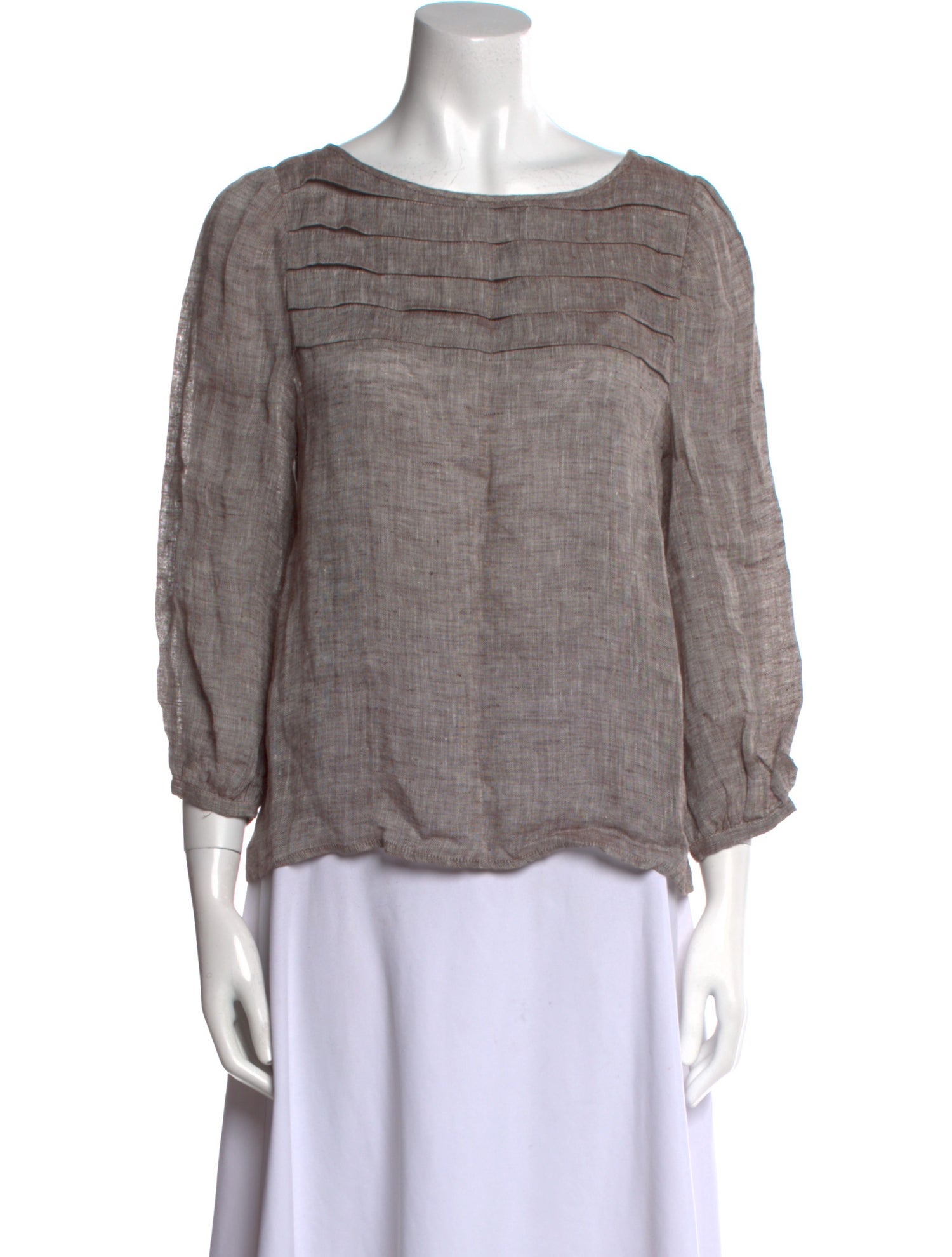 LOVE Binetti Bateau Neckline Three-Quarter Sleeve Blouse