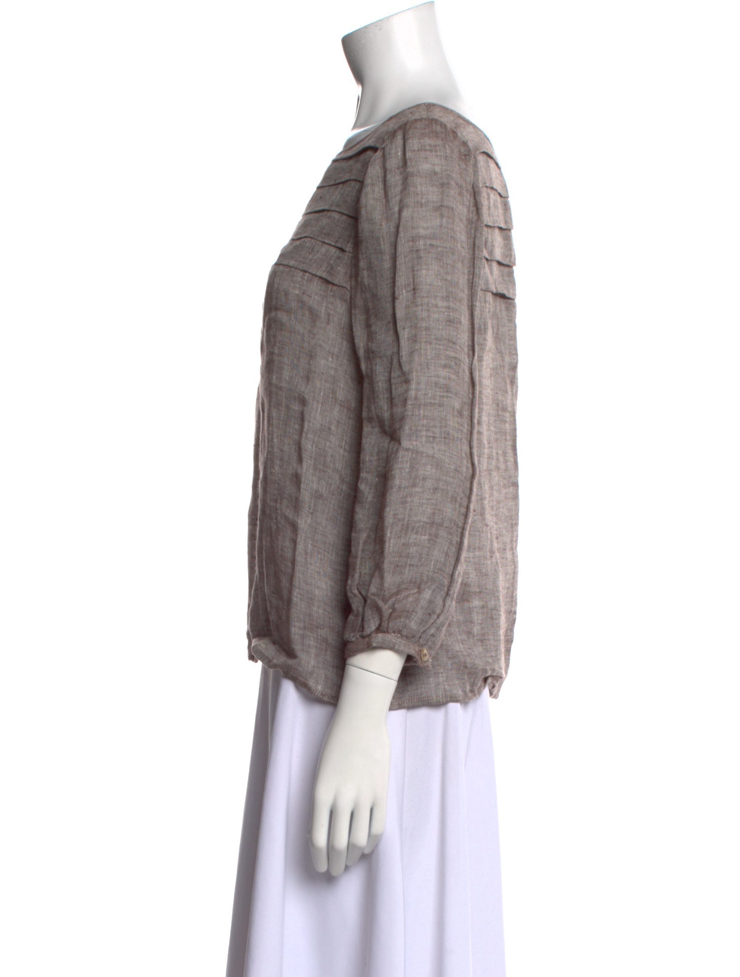 LOVE Binetti Bateau Neckline Three-Quarter Sleeve Blouse