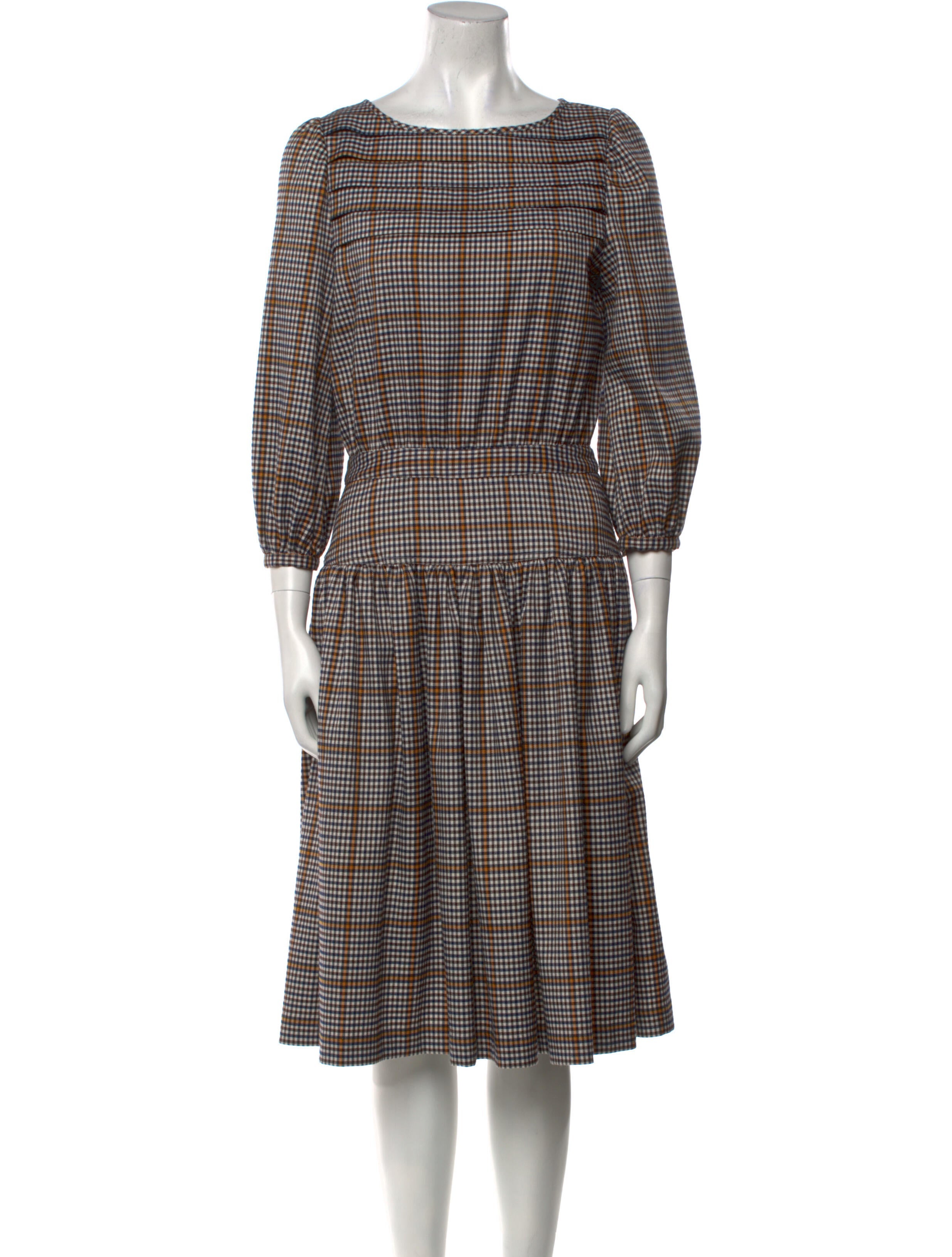 LOVE Binetti Plaid Print Midi Length Dress