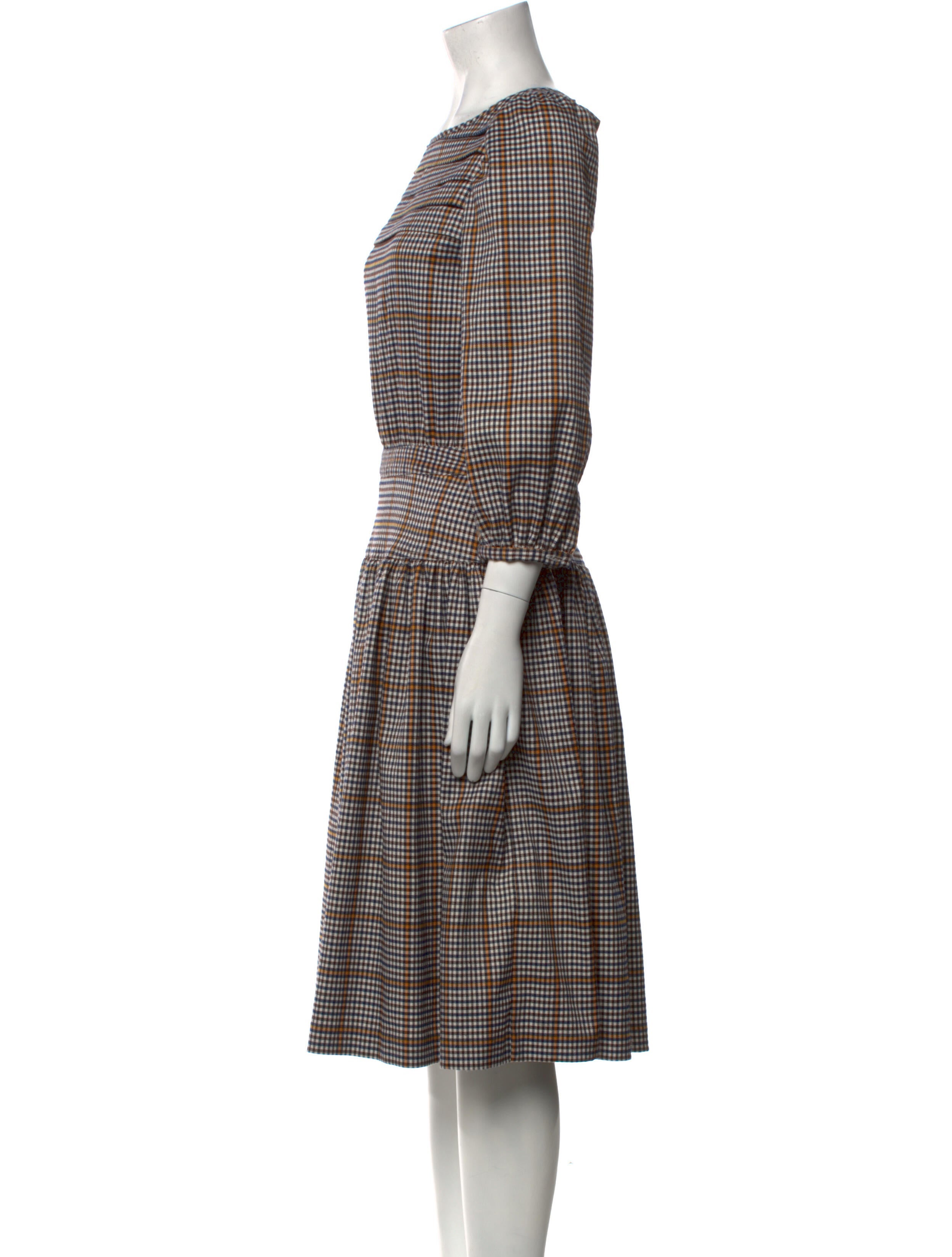 LOVE Binetti Plaid Print Midi Length Dress