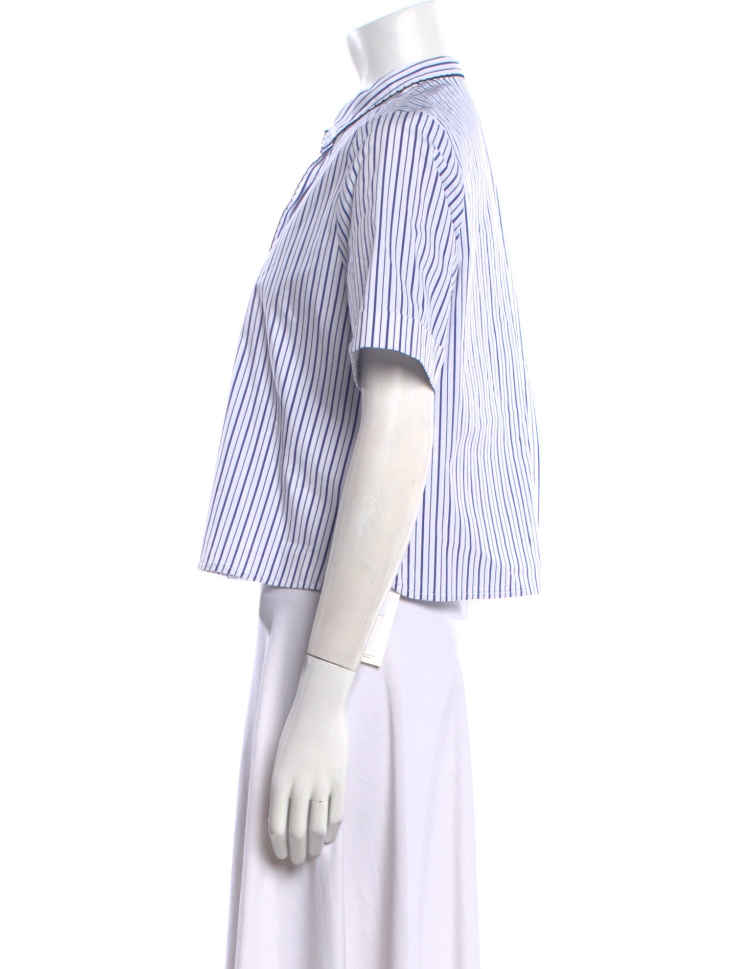 LOVE Binetti Striped Short Sleeve Button-Up Top w/ Tags
