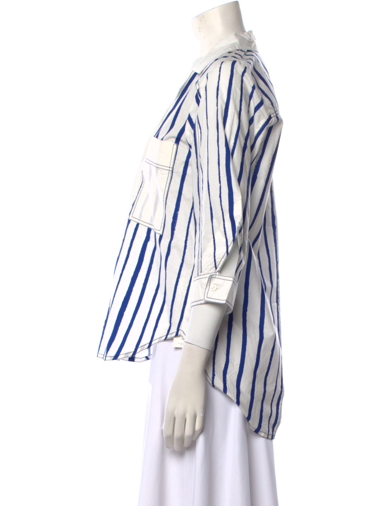 Lovebirds Striped Three-Quarter Sleeve Button-Up Top w/ Tags