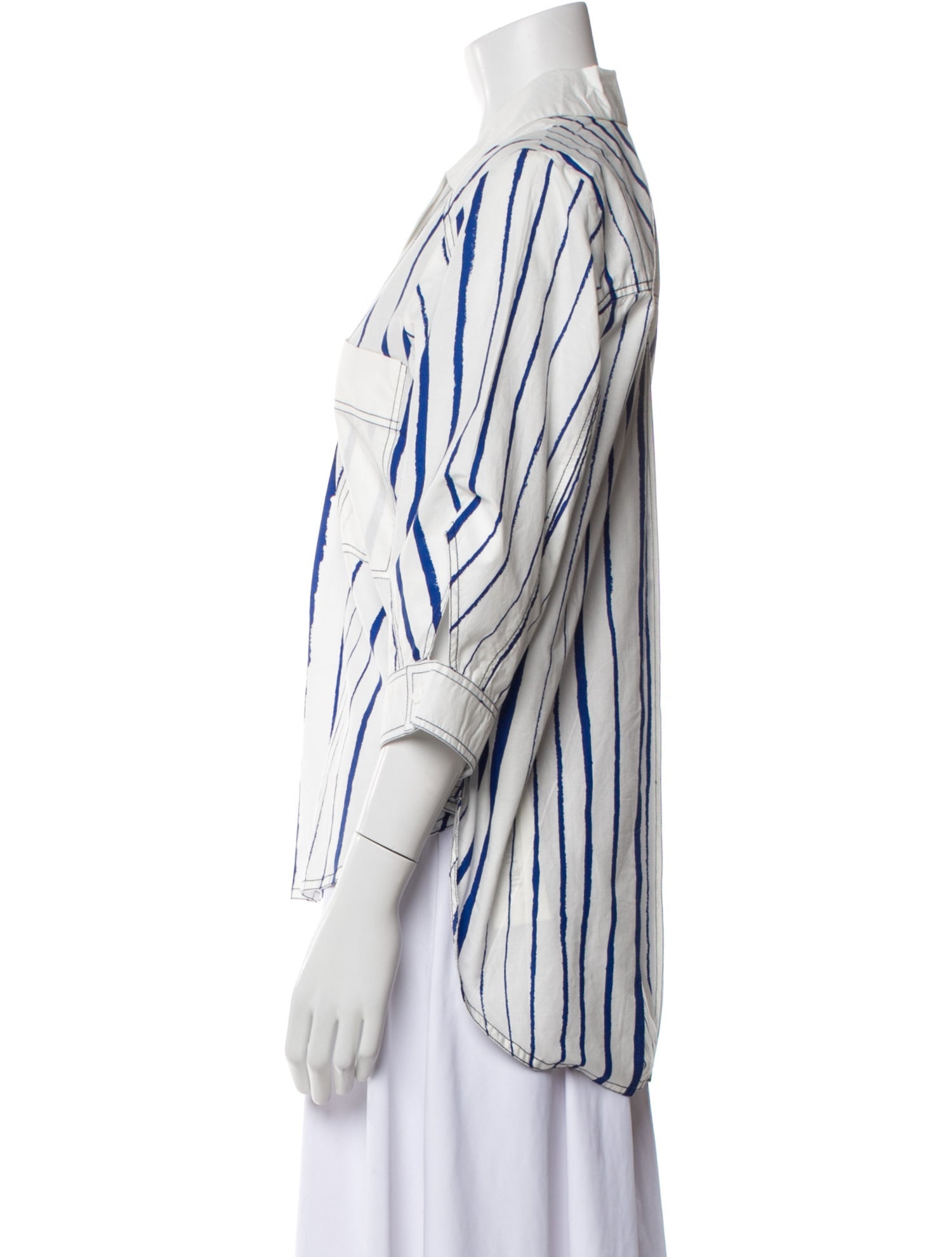 Lovebirds Striped Three-Quarter Sleeve Button-Up Top w/ Tags