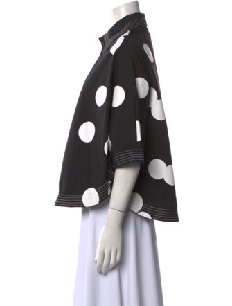 Lovebirds Polka Dot Print Three-Quarter Sleeve Button-Up Top