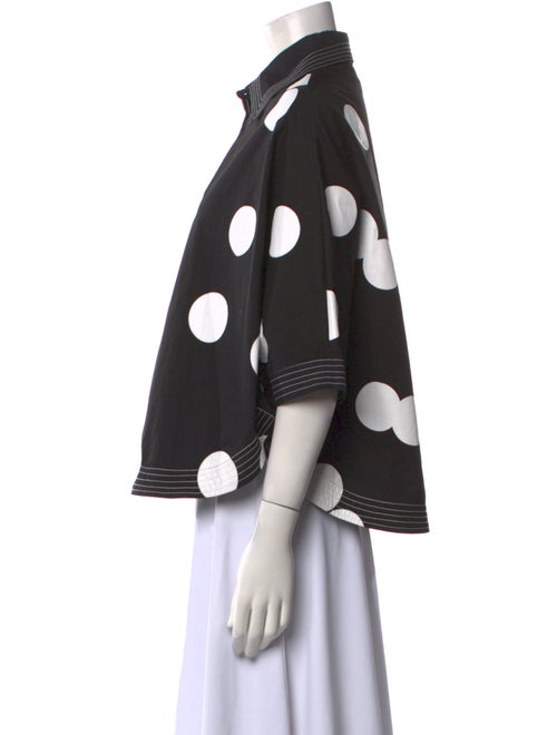 Lovebirds Polka Dot Print Three-Quarter Sleeve Button-Up Top