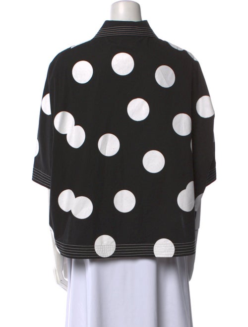 Lovebirds Polka Dot Print Three-Quarter Sleeve Button-Up Top