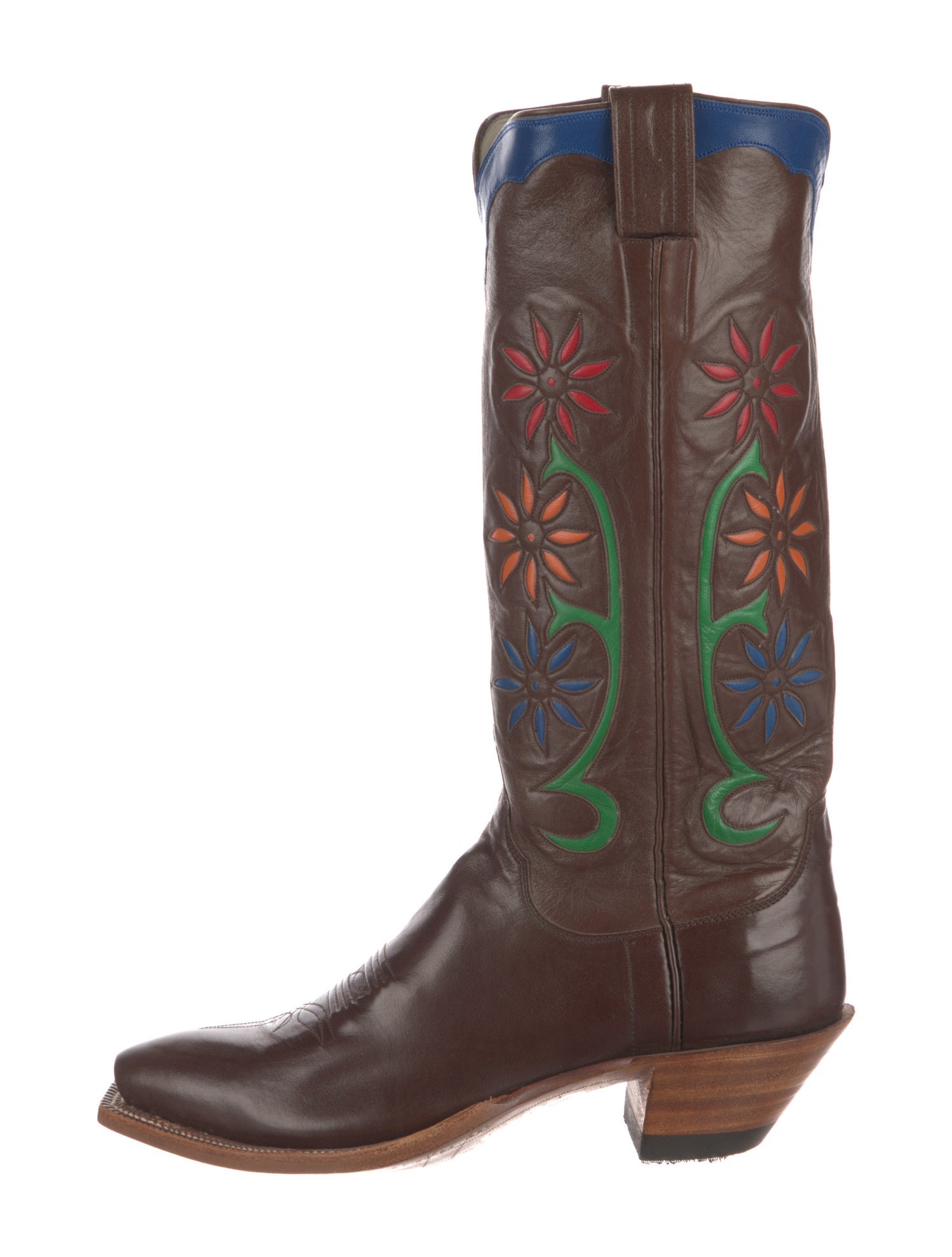 Leddy Vaquero Leather Patterned Riding Boots