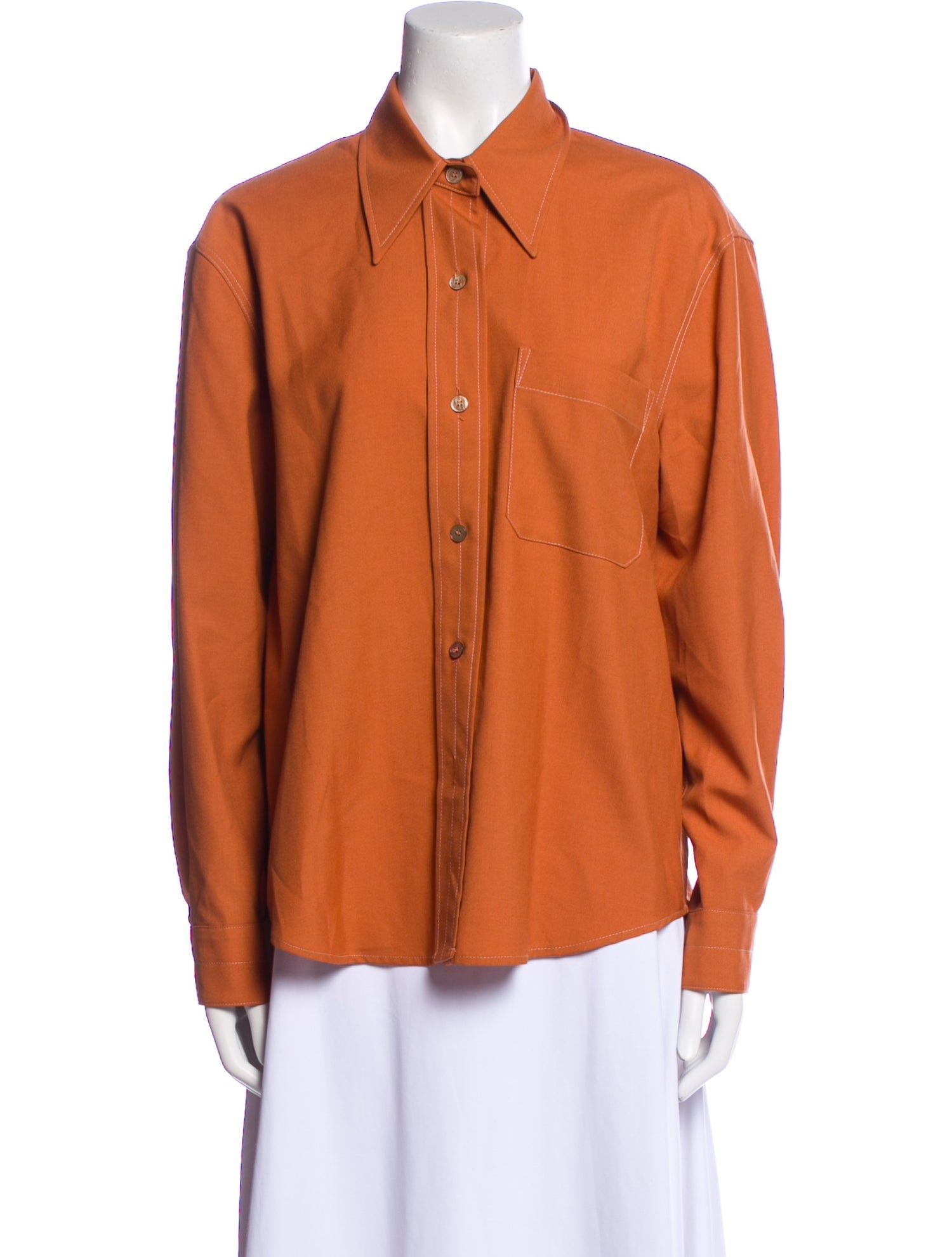 LVIR Wool Long Sleeve Button-Up Top