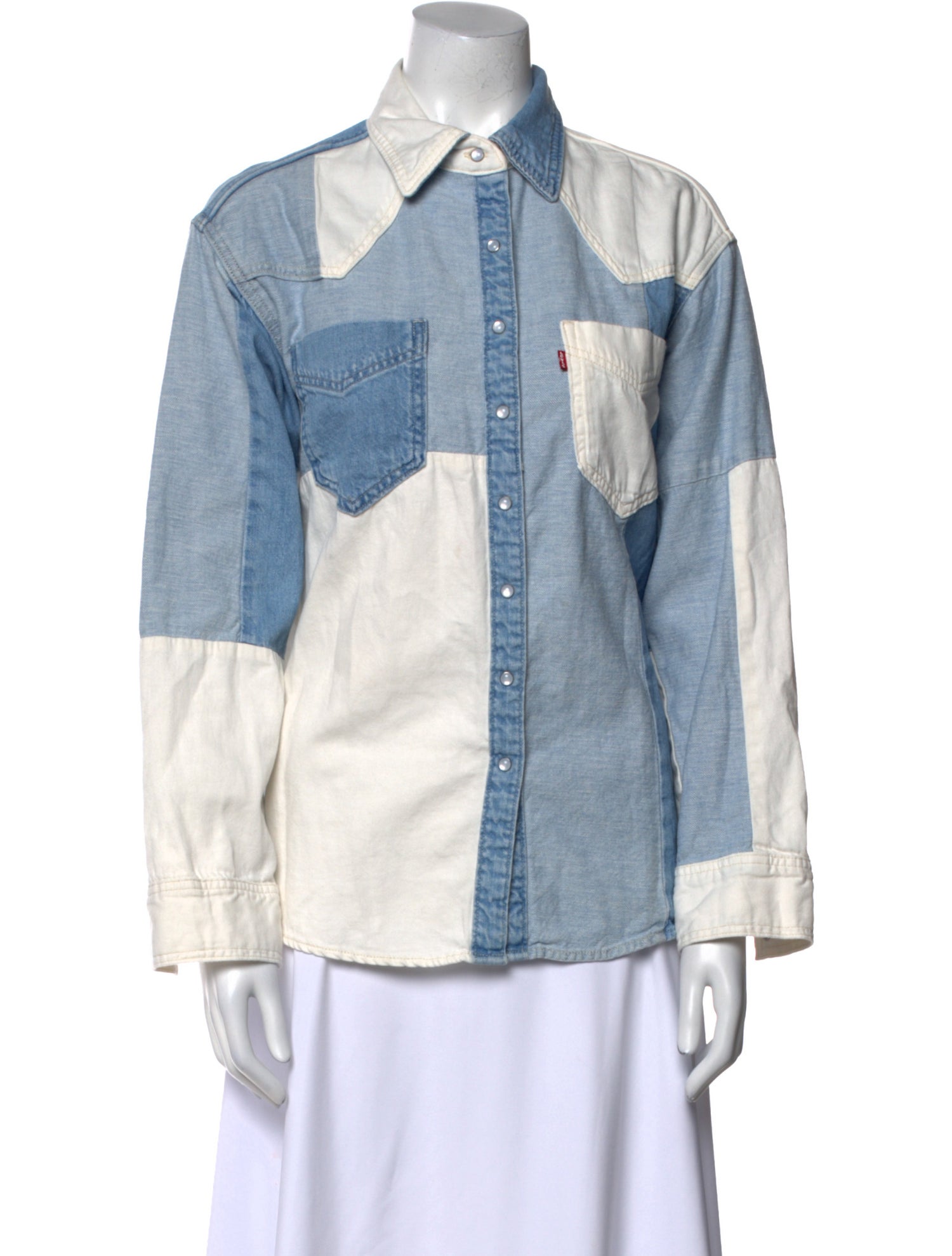 Levi's Vintage Clothing Colorblock Pattern Long Sleeve Button-Up Top