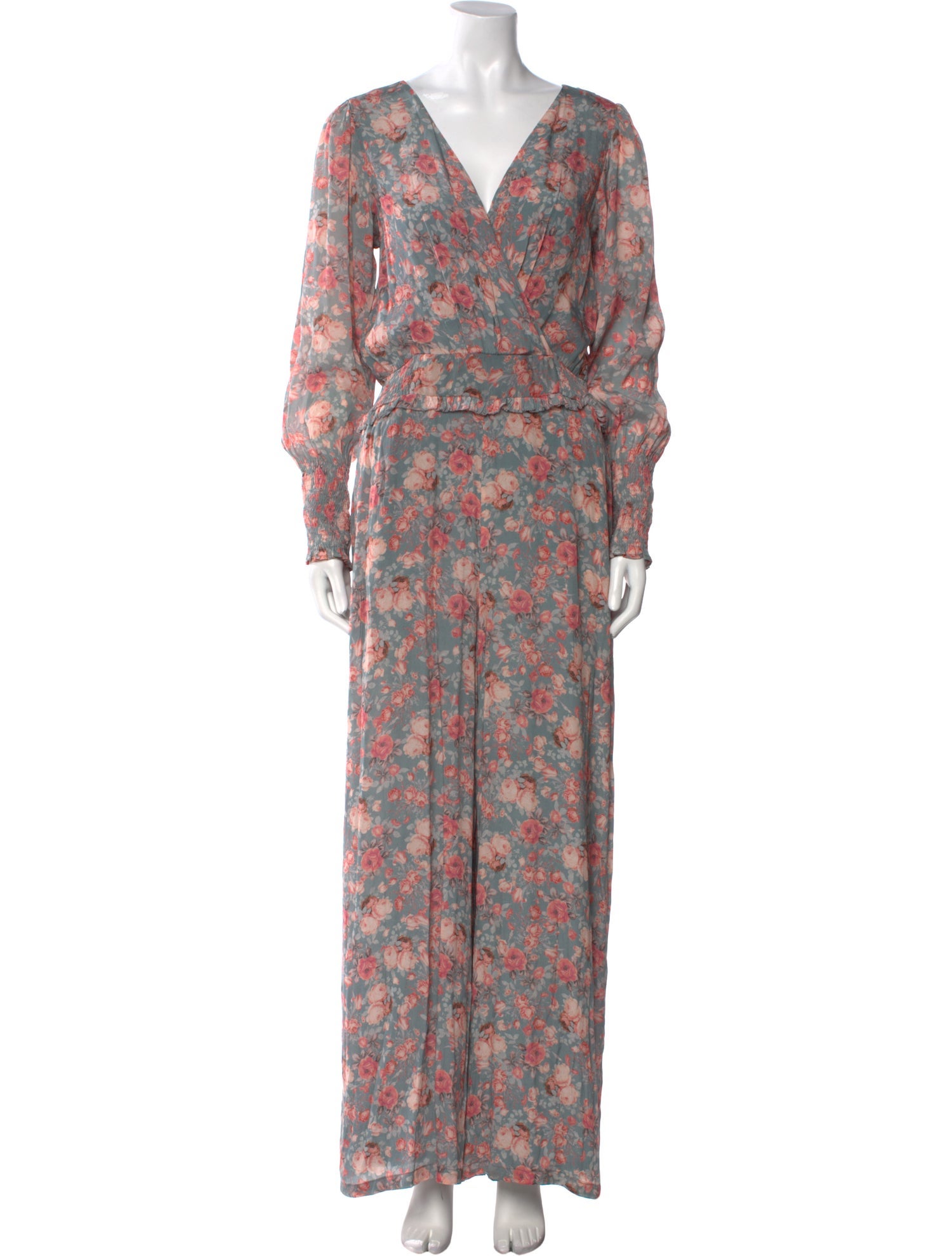 Love Sam Floral Print Plunge Neckline Jumpsuit