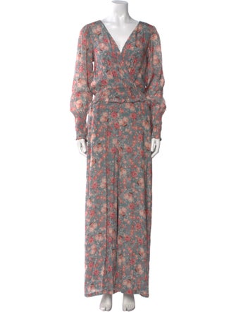 Love Sam Floral Print Plunge Neckline Jumpsuit