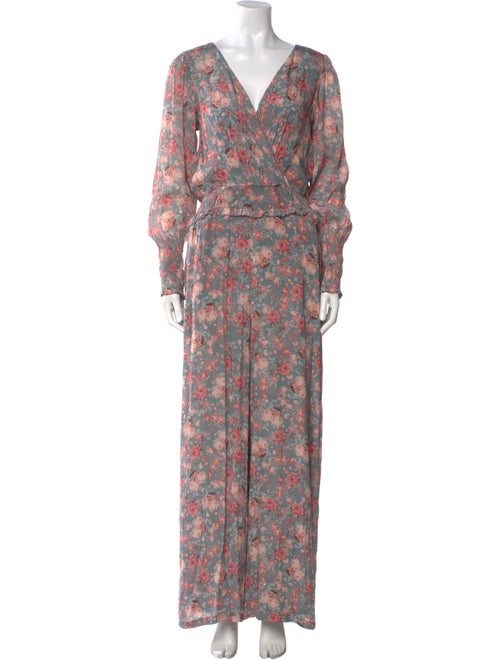 Love Sam Floral Print Plunge Neckline Jumpsuit