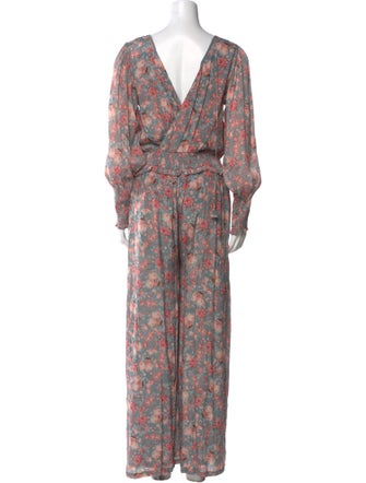 Love Sam Floral Print Plunge Neckline Jumpsuit