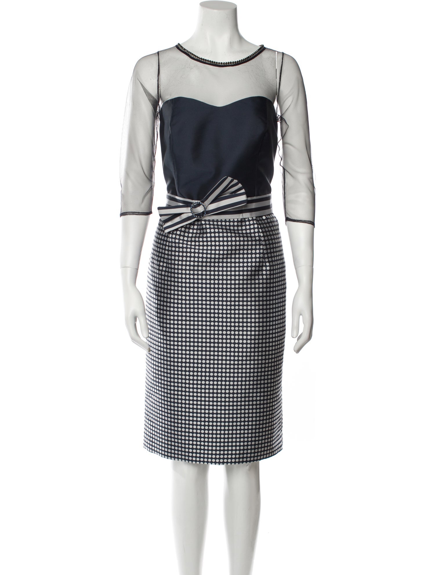 Luis Civit Polka Dot Print Knee-Length Dress w/ Tags