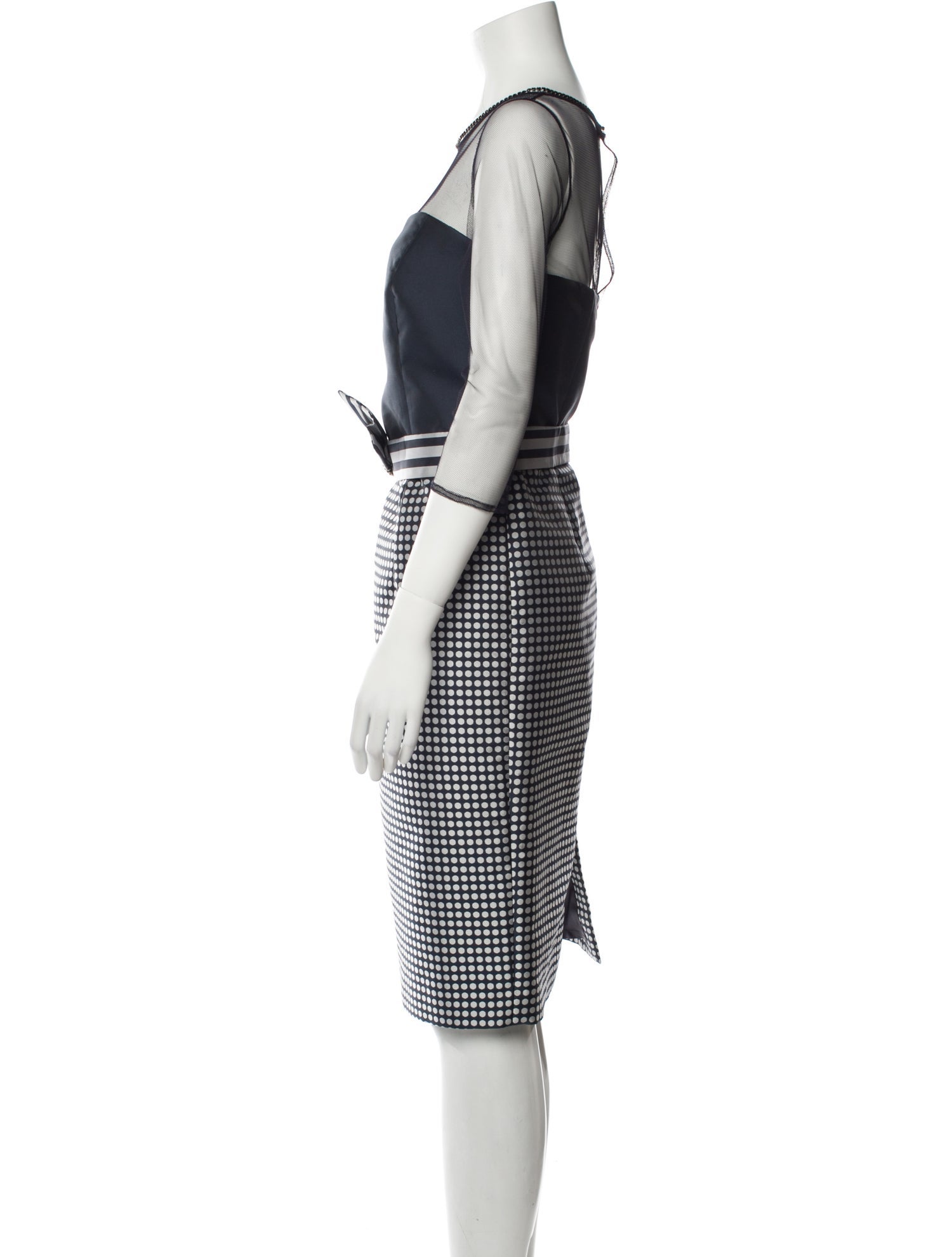 Luis Civit Polka Dot Print Knee-Length Dress w/ Tags