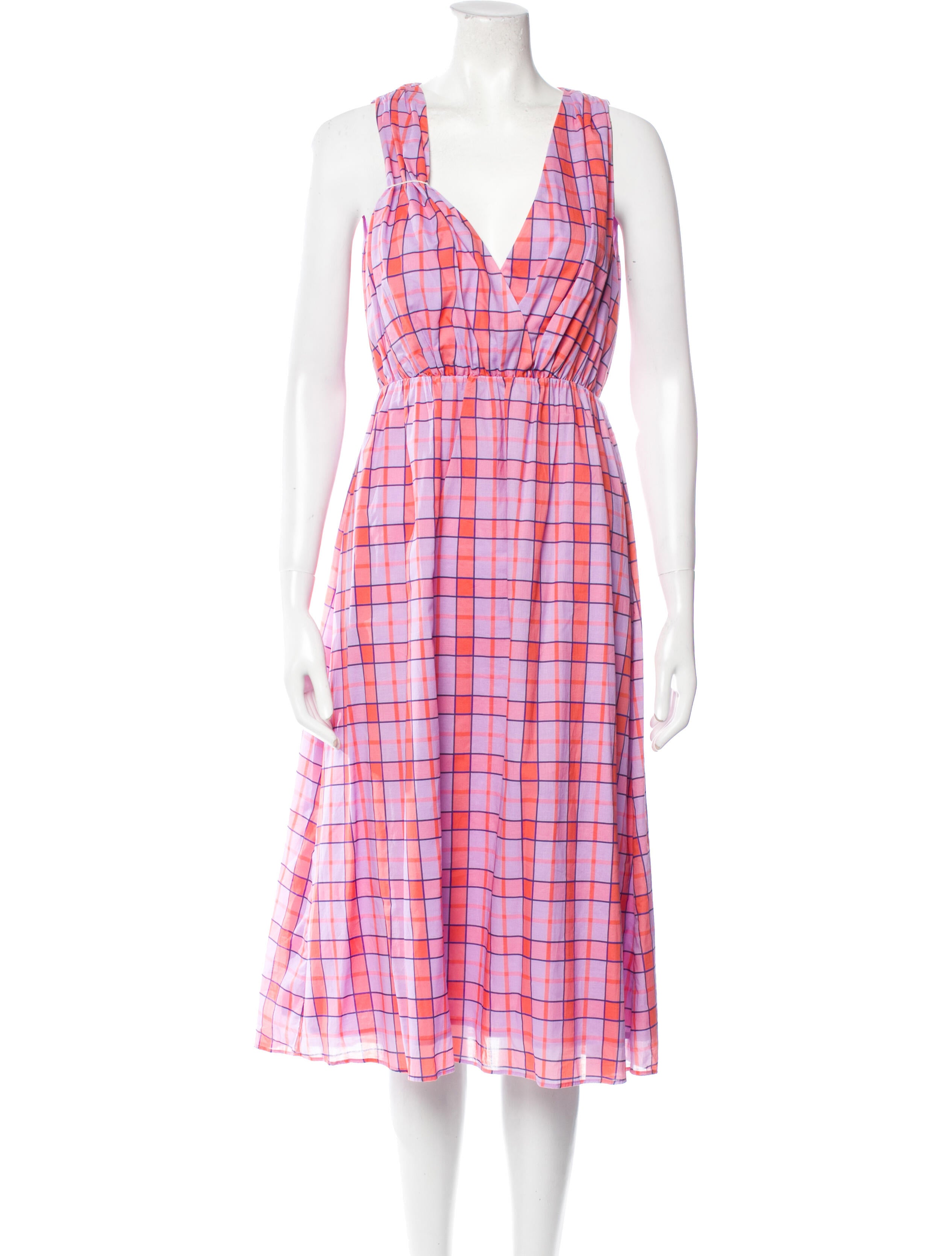 L'Autre Chose Plaid Print Midi Length Dress