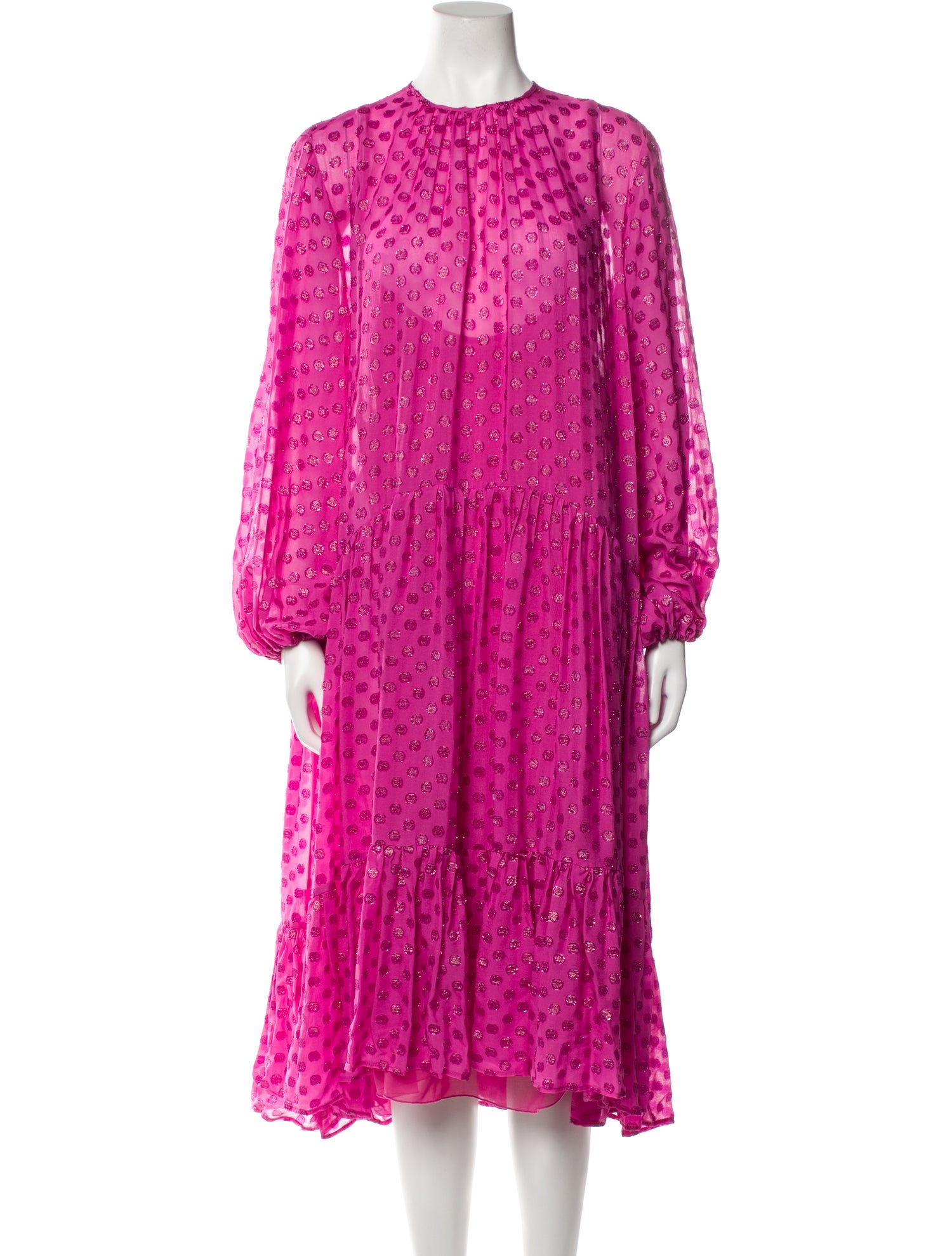 L'Autre Chose Polka Dot Print Midi Length Dress