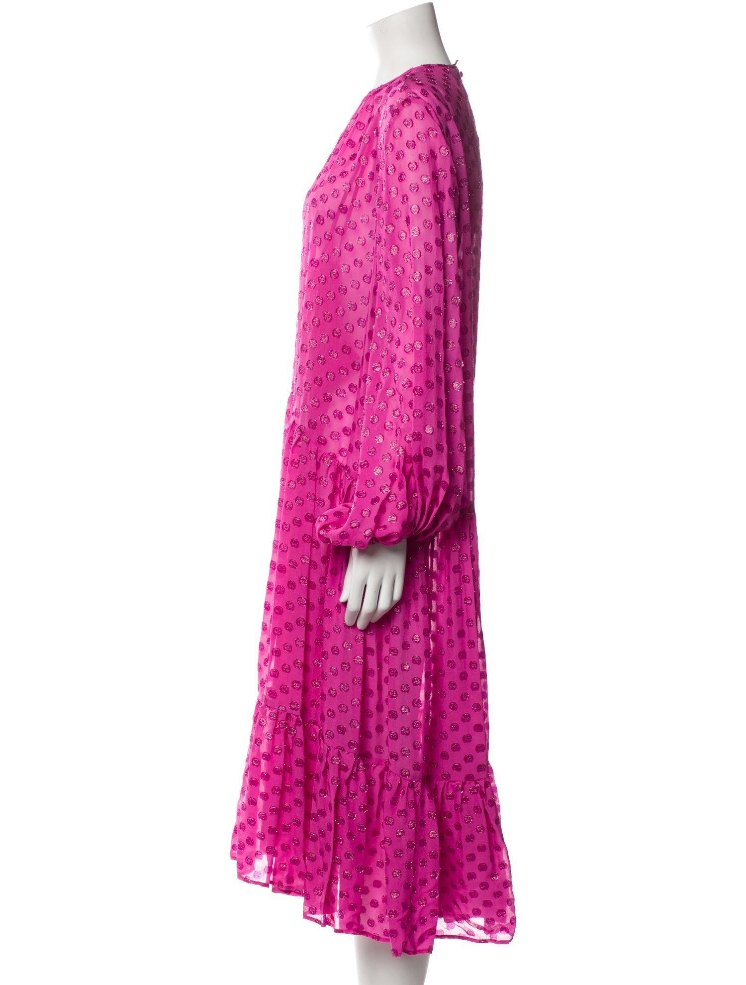 L'Autre Chose Polka Dot Print Midi Length Dress