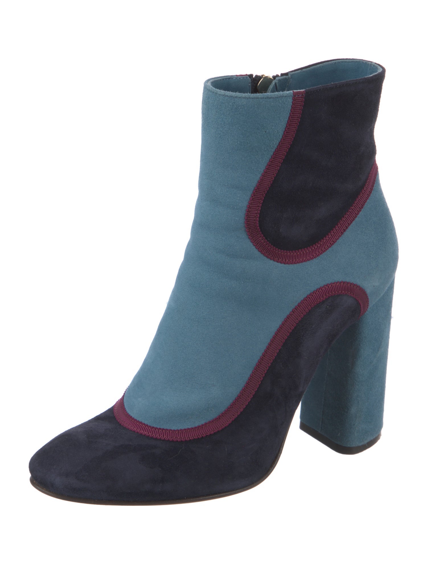 L'Autre Chose Suede Colorblock Pattern Boots