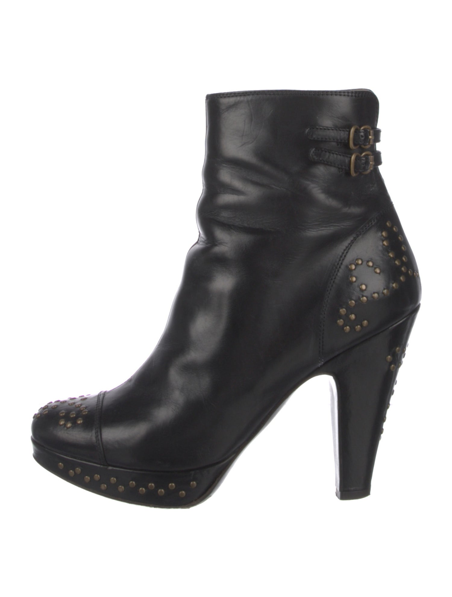 L'Autre Chose Leather Chain-Link Accents Boots