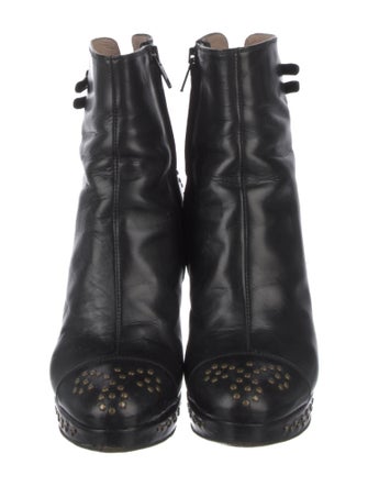 L'Autre Chose Leather Chain-Link Accents Boots