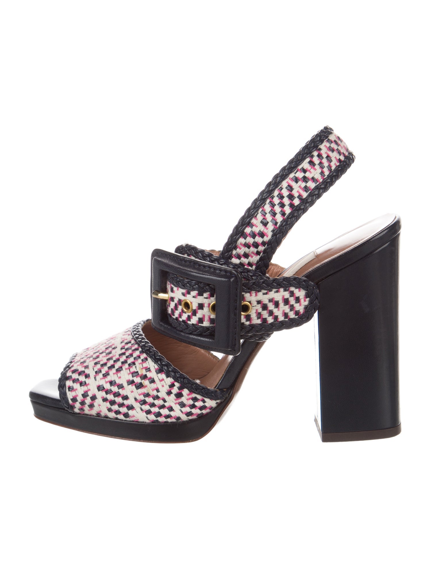 L'Autre Chose Leather Printed Slingback Pumps