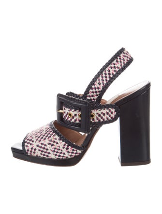 L'Autre Chose Leather Printed Slingback Pumps