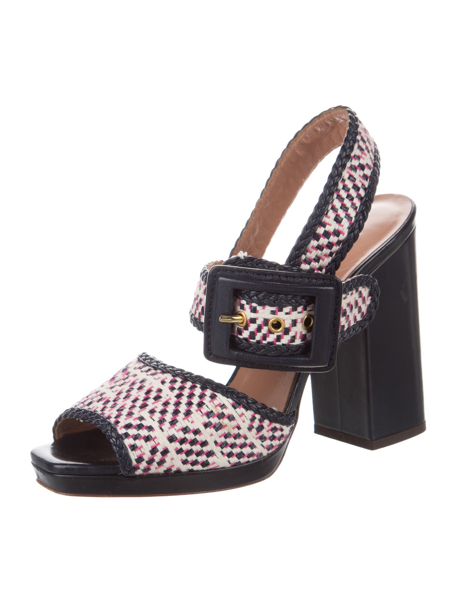 L'Autre Chose Leather Printed Slingback Pumps