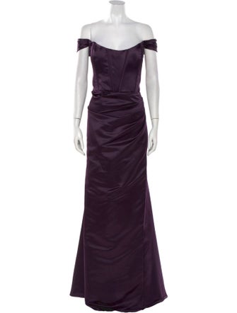 Lazaro Off-The-Shoulder Long Dress