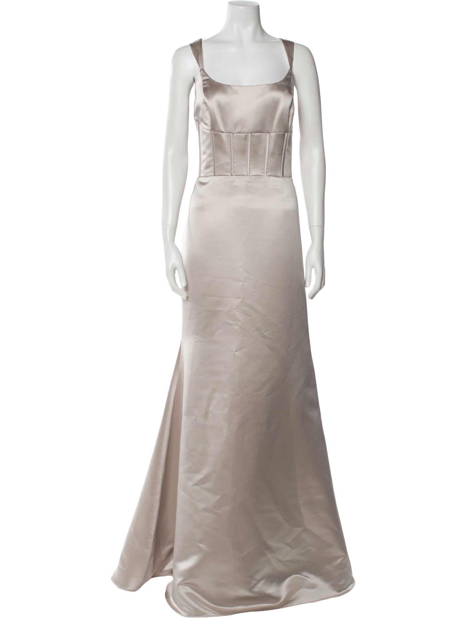 Lazaro Square Neckline Long Dress