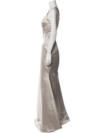Lazaro Square Neckline Long Dress
