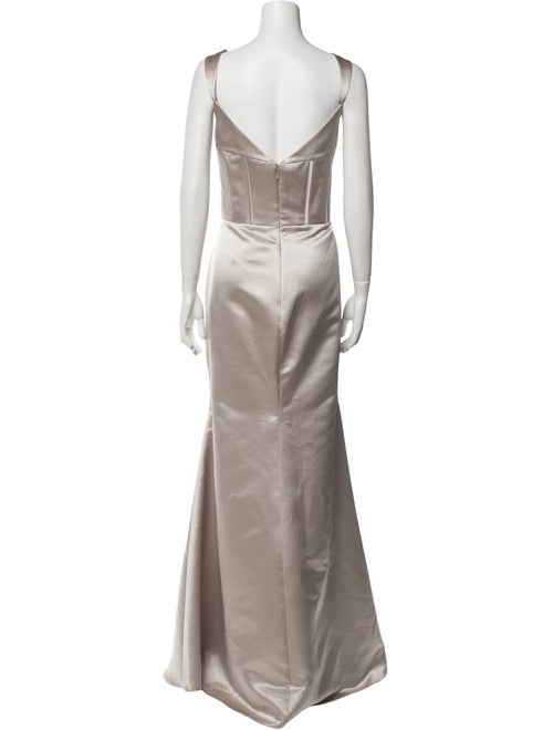 Lazaro Square Neckline Long Dress