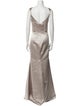 Lazaro Square Neckline Long Dress