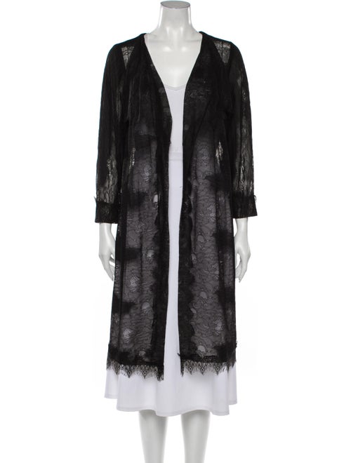 Loyd/Ford Lace Pattern Open Front Sweater Black