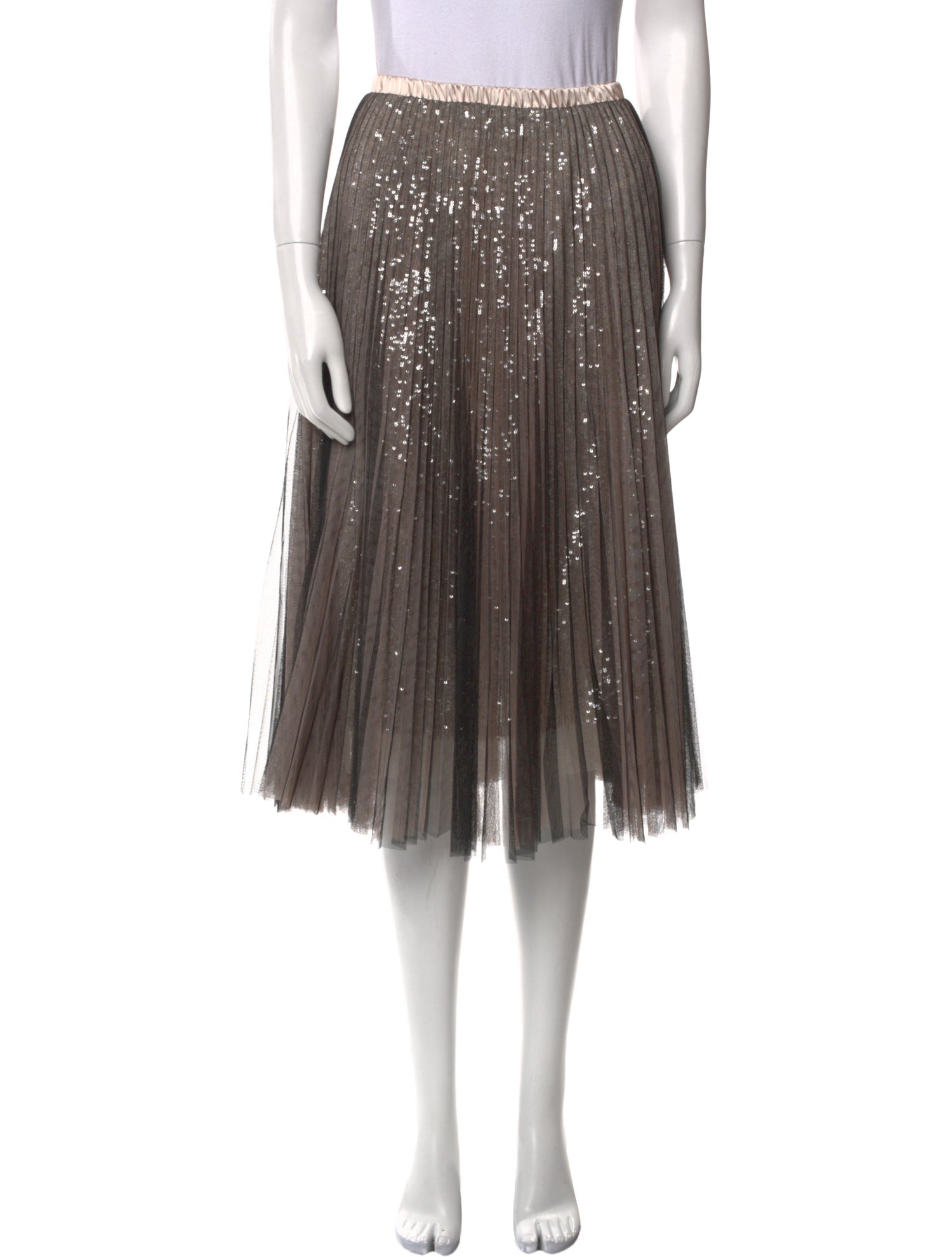 Loyd/Ford Mesh Accents Knee-Length Skirt