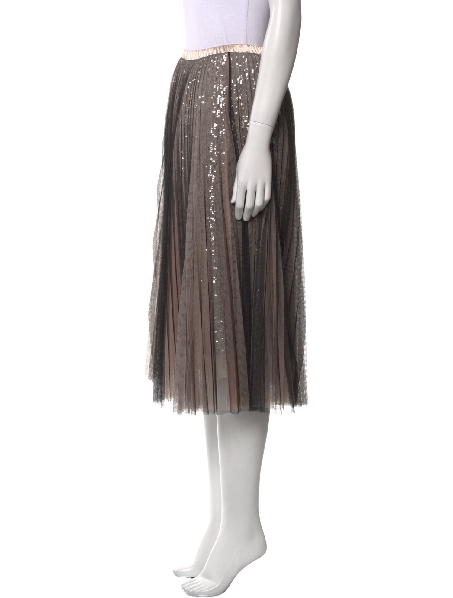 Loyd/Ford Mesh Accents Knee-Length Skirt