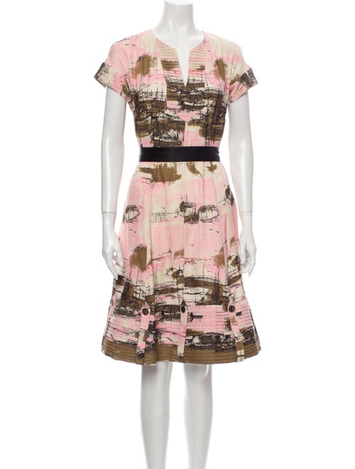 Mayle Printed Knee-Length Dress Pink