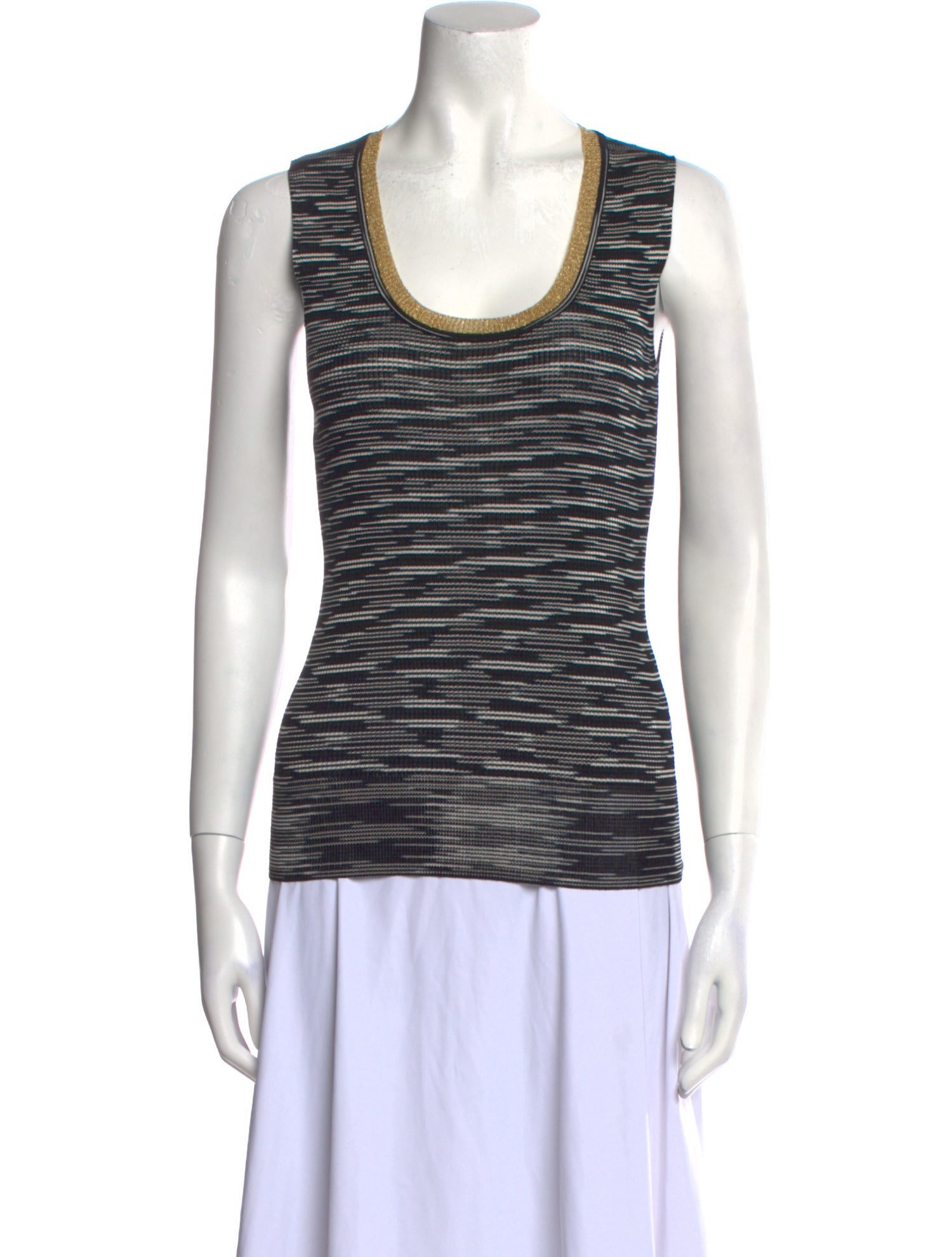 M Missoni Striped Scoop Neck Top
