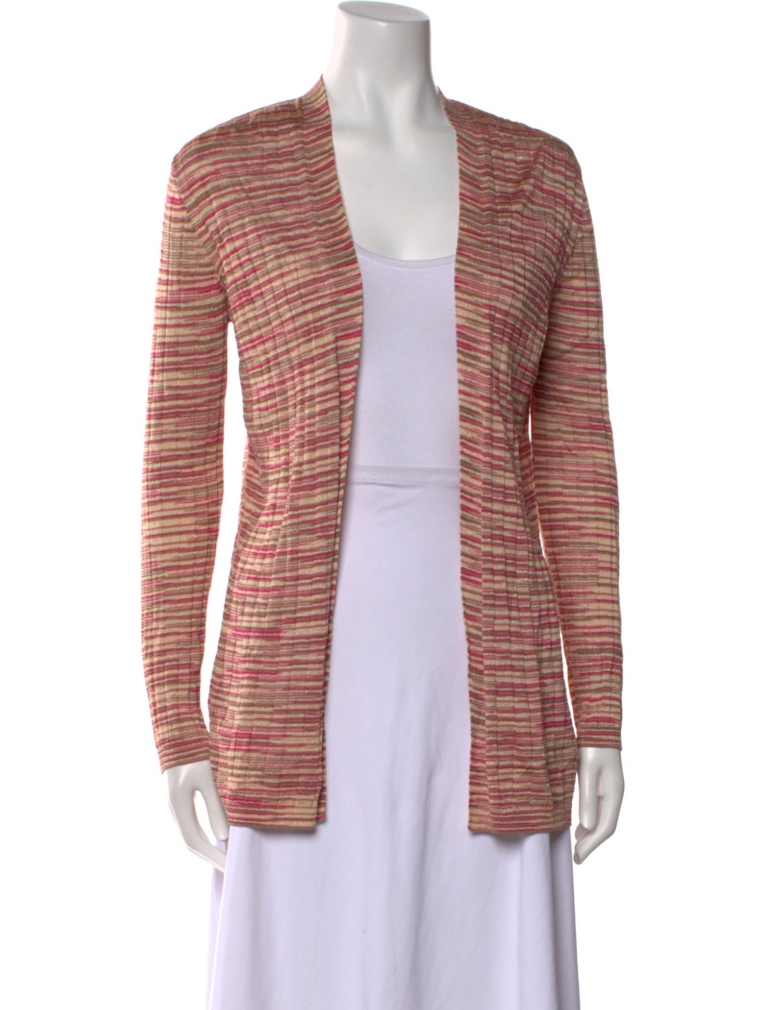 M Missoni Striped Open Front Sweater